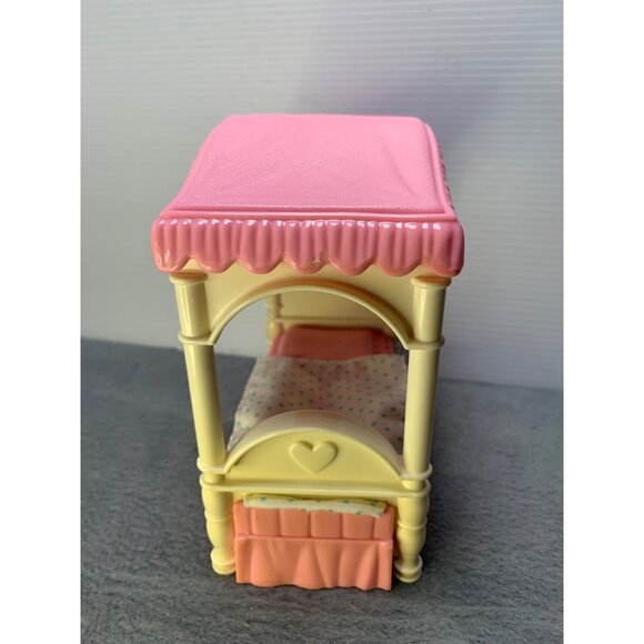 Hasboro 1996 Dollhouse Canopy Bed Pink & Cream - Picture 4 of 9